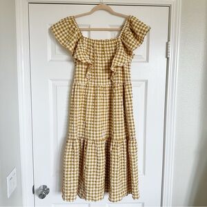 Carly Jean Los Angeles Mustard Yellow Gingham Dress